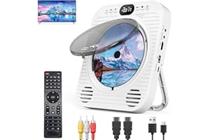 CEIHOIT Mini CD DVD Player for TV – Bluetooth CD/DVD Player with HDMI AV Cables, Built-in Speakers, USB & AUX Playback, 1080P Video Output, Wall-Mountable Compact Home Entertainment System