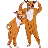 POOKPARA Animal Onesie Polar Fleece-Halloween Christmas Costume with Hood&Tail,One Piece Pajamas,Cozy Sleepwear Jumpsuit
