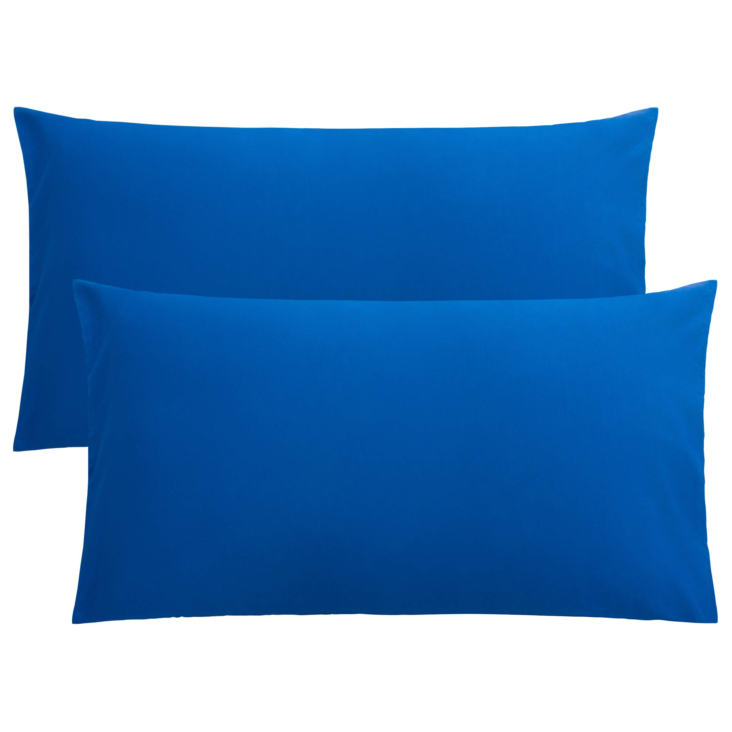 FLXXIE 2 Pack 100% Brushed 1800 Microfiber Plain King Pillowcases, Wrinkle and Stain Resistant, Soft and Cozy Envelope Closure Bed Pillow Cases, Cobalt Blue, 50x90 cm