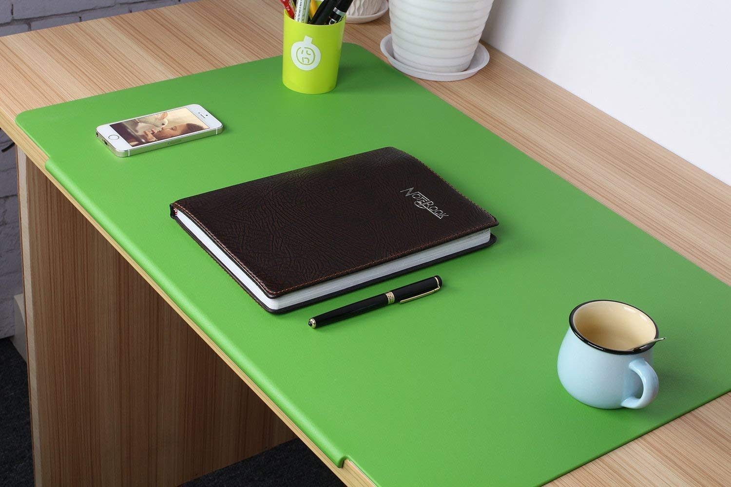 LOHOME Desk Pads Artificial Leather Laptop Mat with Fixation Lip