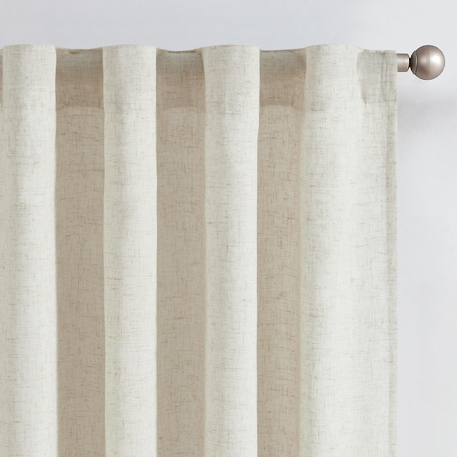 Photo 1 of jinchan Beige Lined Linen Blend Curtains for Living Room 96 Inches Length 2 Panels Natural Window Treatment for Sliding Glass Doors, 50 Inches Wide Drapes with Rod Pocket Back Tab (50W x 96L, Ecru)