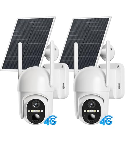 4G LTE Cellular Security Camera, No WiFi Security Camera, 2.5K Solar Camera Outdoor Wireless, Spotlight Color Night Vision, 360° Live View, Motion&Siren Alert, SD/Cloud Storage (Gift SD&SIM Card
