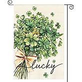AVOIN colorlife St Patricks Day Garden Flag 12x18 Inch Double Sided Outside, Floral Lucky Shamrocks Clovers Yard Outdoor Flag