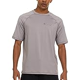 Champion Rash Guard for Men Short Sleeve, Mens Swim Shirt, Sun Shirt UPF+ 50 UV Protection, SPF Quick Drying Rashguard