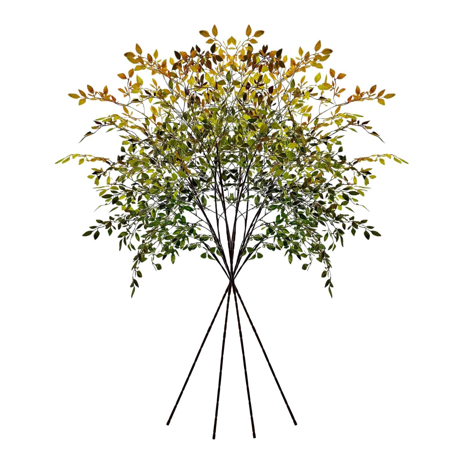 Photo 1 of 4Pcs Artificial Branches, 43.3inches Fall Artificial Nandina Stems Fake Faux Plastic Tall Stem Autumn Plants for Indoor Outdoor Table Centerpiece Fireplace Halloween Home Decor, Green Mixed Orange