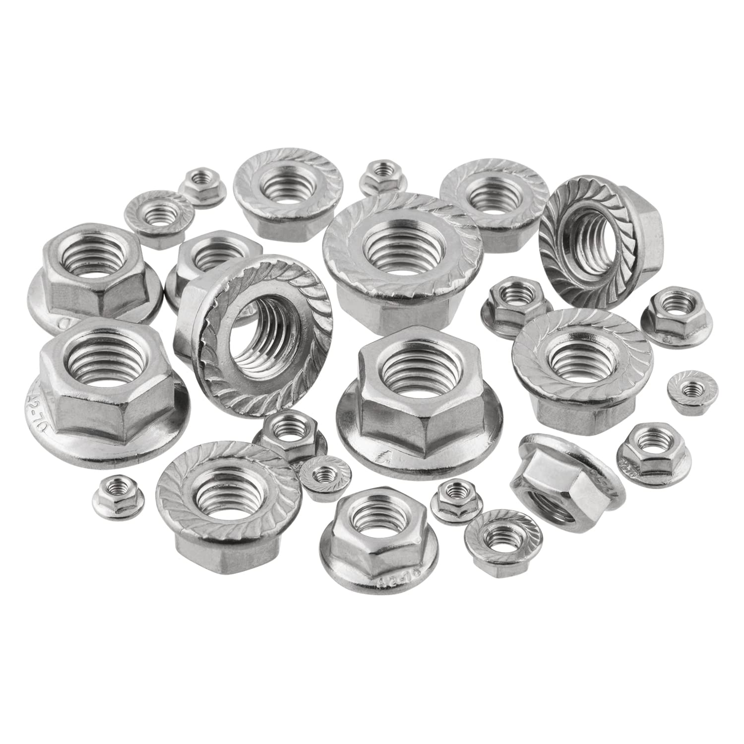 Flange Nuts with Locking Tooth M6 DIN 6923 Stainless Steel Nuts Locking Tooth Nuts Folding Nuts Hex Nuts with Flange M6 Pack of 100