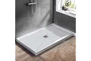 DANMEI WYING Shower Base 48"×36"×4", Single Threshold Shower Tray with Center Drain, Rectangle SMC Shower Pan, White Slip Resistant Textured Surface Shower Base for Bathroom
