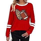 Football Shirts for Women Game Day Shirt Football Season Long Sleeve Shirt Gameday Graphic Tees Casual Team Fan Tops