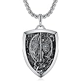 Kuschelkatze Sterling Silver Catholic Religious Medal Set Pendant Combo: Seal of Seven Archangels, Saint Benedict Medal, Virgin Mary Medal & Saint Michael Protective Charm