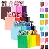 qiqee 13''x10 x5 Large Gift Paper Bags with Handles Bulk 32-Packs Gift Bags 16 Different Senior Color Bags Multiple Uses（Large Size）