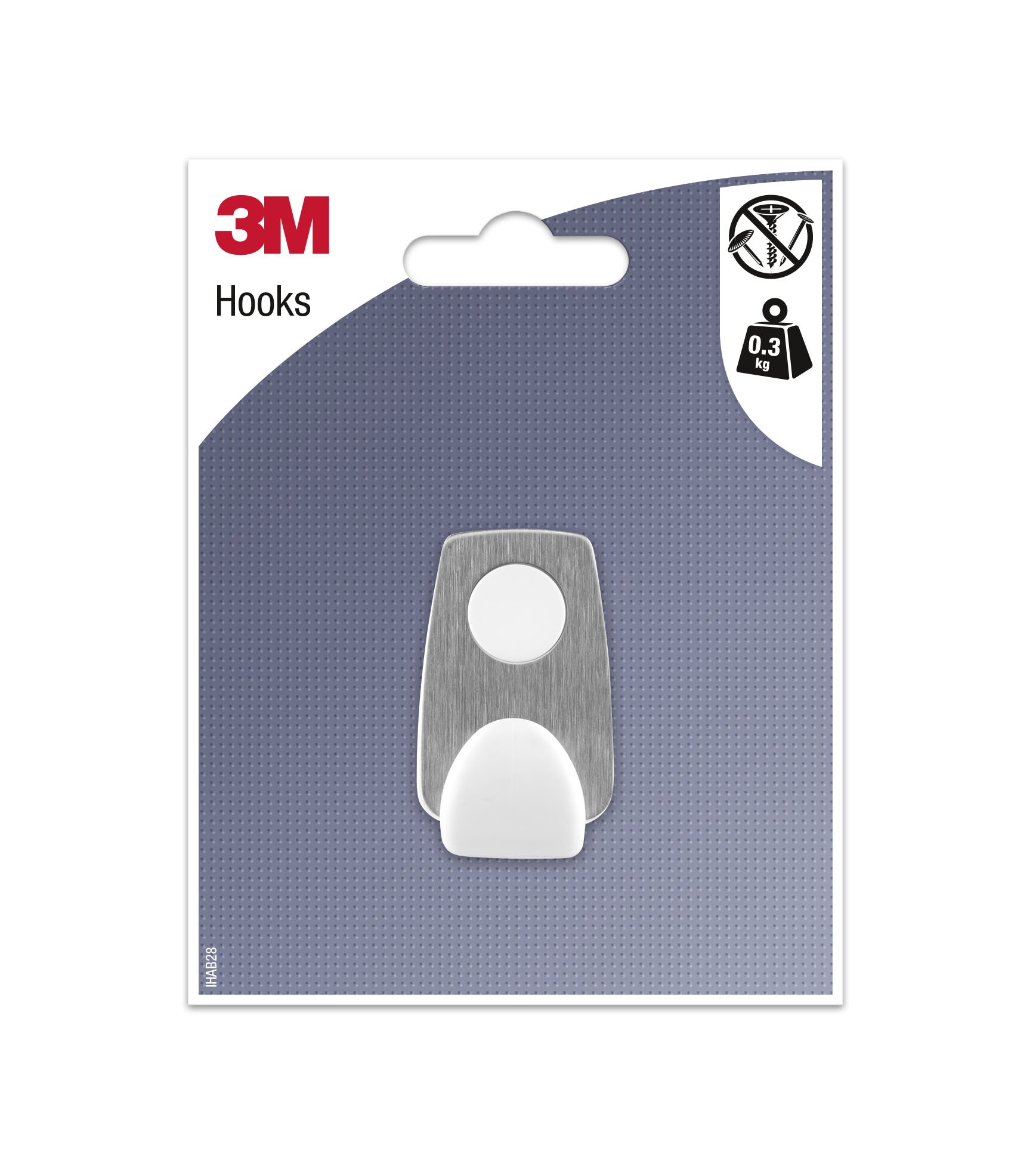 3 M Small Adhesive Hook Metal and – 1 Hook, Grey, IHAB28