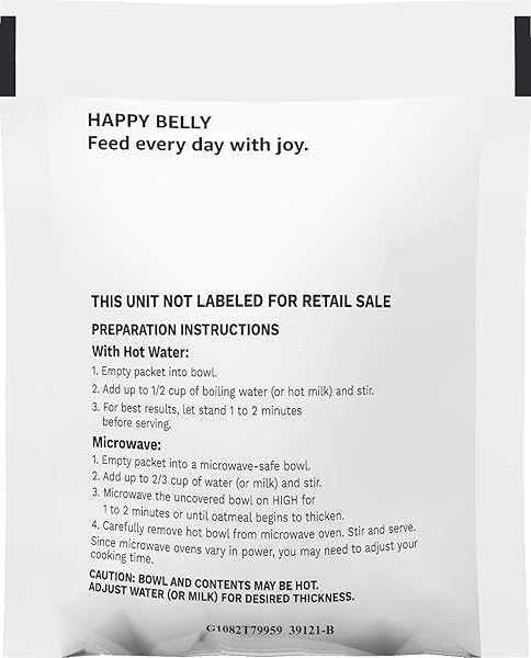 AMAZON BRAND – HAPPY BELLY INSTANT OATMEAL, APPLE & CINNAMON, MAPLE & BROWN SUGAR, 30.33 OZ, 1.51 OUNCE (PACK OF 20)