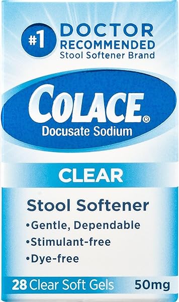 COLACE CLEAR DOCUSATE SODIUM STOOL SOFTENER 50MG, 28 COUNT PER BOX (4 PACK)