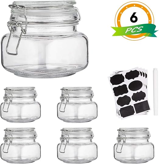 Amazon.com: Juego de 6 tarros de cristal para cocina con ...