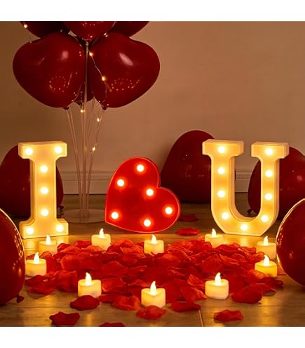 2000 Artificial Rose Petals + 24 LED Heart Flameless Candles – Romantic Decor Kit For Weddings, Anniversaries, Table Settings
