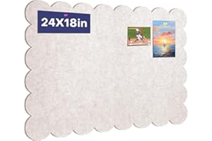 Scalloped Felt Bulletin Board, 24 x 18 Inches Pin Cork Board with 20 Pushpins - Decorative Cork Alternative for Wall, Foldabl