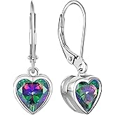 YL 925 Sterling Silver Solitaire Teardrop Dangle Drop Earrings Pear/Heart/Round Cut Birthstone Leverback Earrings Jewelry for Women
