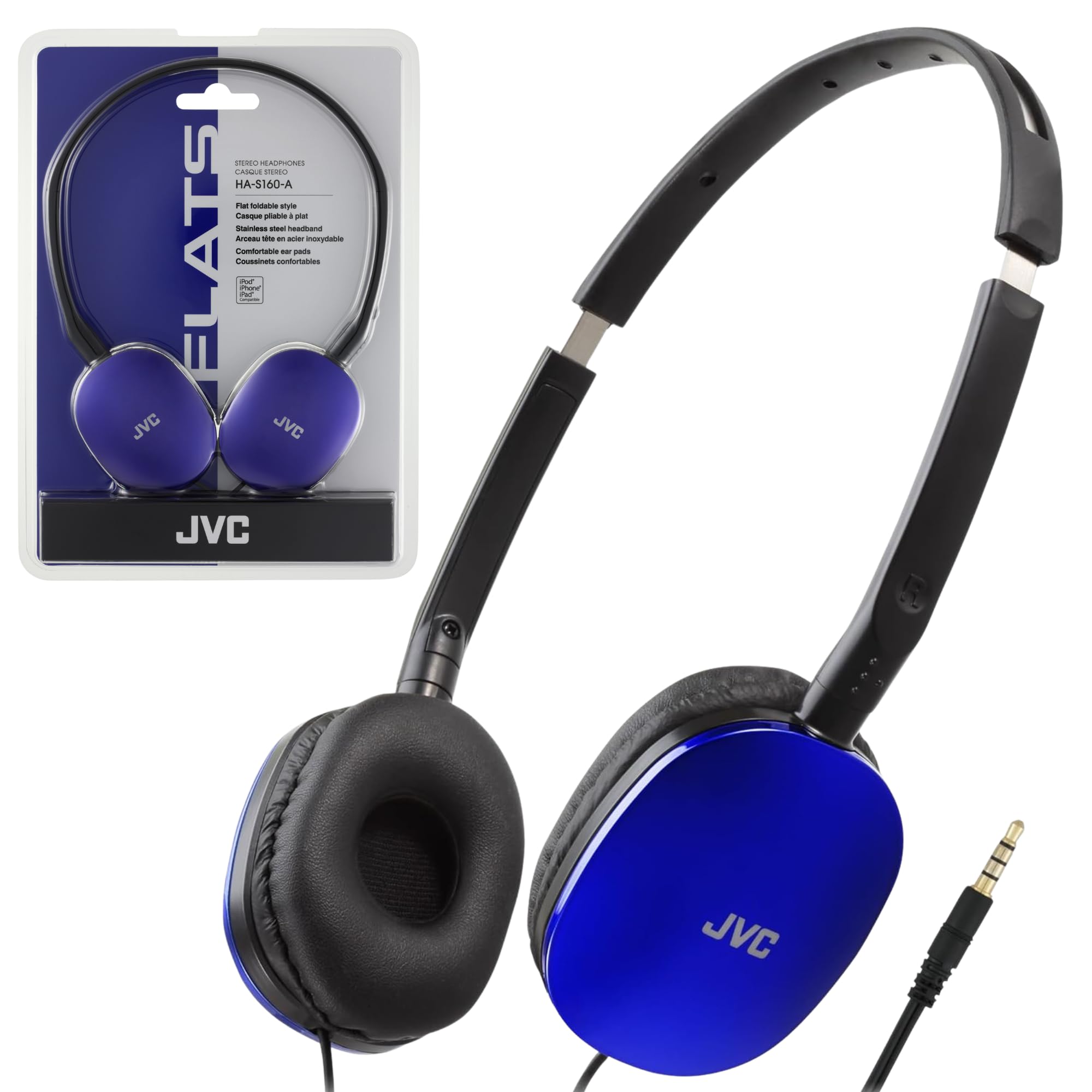 JVC HAS160A Flat Headphones - Blue