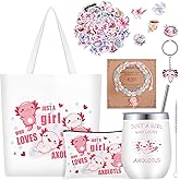 IUUIVV Axolotl Gifts for Women Cute Axolotl Stuff for Axolotl Lovers 12 oz Insulated Tumbler Canvas Bags Bracelet Keychain Stickers Axolotls Themed Party Favors Animal Gift for Christmas Birthday
