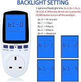 MECHEER Power Meter Plug Energy Monitor with Backlight 180° LCD UK Plug view 9