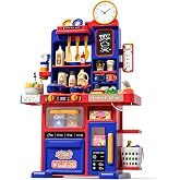 STACTCUTE 33.8IN Play Kitchen with Sound &amp; Light &amp; Cooking Stove with Steam | Kitchen Playset for Toddlers, Pretend Play Toy Kitchen Set with Play Sink and Kitchen Accessories, Gift for Kids Boys Girls