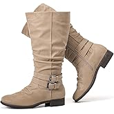 Luoika Women's Extra Wide Calf Knee High Boots, Wide Width Round-Toe Blocked Heel Winter Tall Boots.