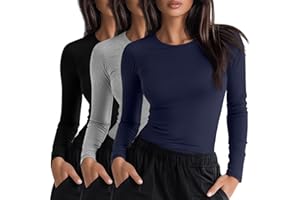 Neer 3 Pack Womens Underscrub Shirts Long Sleeve Crewneck Tops Fitted Layering Clothes Comfort Knit Tops for Nurse