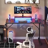 Bestier Small Gaming Desk 106.6 cm LED Monitor Stand Cup Holder Hooks view 4