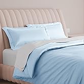 Carressa Linen 100% Egyptian Cotton Duvet Cover King Size - 600 Thread Count 3 PC Duvet Cover Set,Extra Long Staple Egyptian Cotton Quilt Cover,Soft,Breathable with Hidden Zipper Closure - Light Blue