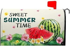 VENTUCOVEN Watermelon Mailbox Cover Summer Sweet Time Mail Box Wraps Summer Mailbox Covers Magnetic Standard Size 21x18 inch Palm Leaf Floral Holiday Decorative Mailboxes for Outdoor Garden Home Decor