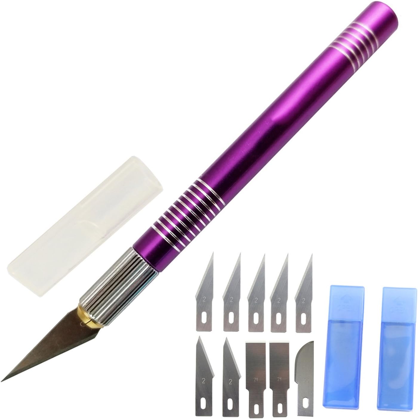 Multi Purpose Scrapbooking Knife Blades Set,Precision Art Craft Knife for Art and Craft Work Carving Hobby Cutting Sculpture Model Trimming- Includes 10 PCS Replacement Blades-Purple