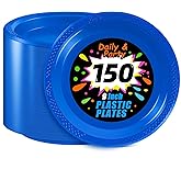 WELLIFE Royal Blue Party Plates 9 Inch -150 Count, Disposable Plastic Dark Blue Dinner Plates for Party Dessert Cake Appetizer