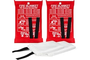 Aleric Emergency Fire Blanket for Home and Kitchen, 2 Pack Fire Suppression Blanket, Fire Extinguisher Blanket, Flame Retardant Blankets Fiberglass Fire Blankets for House Camping