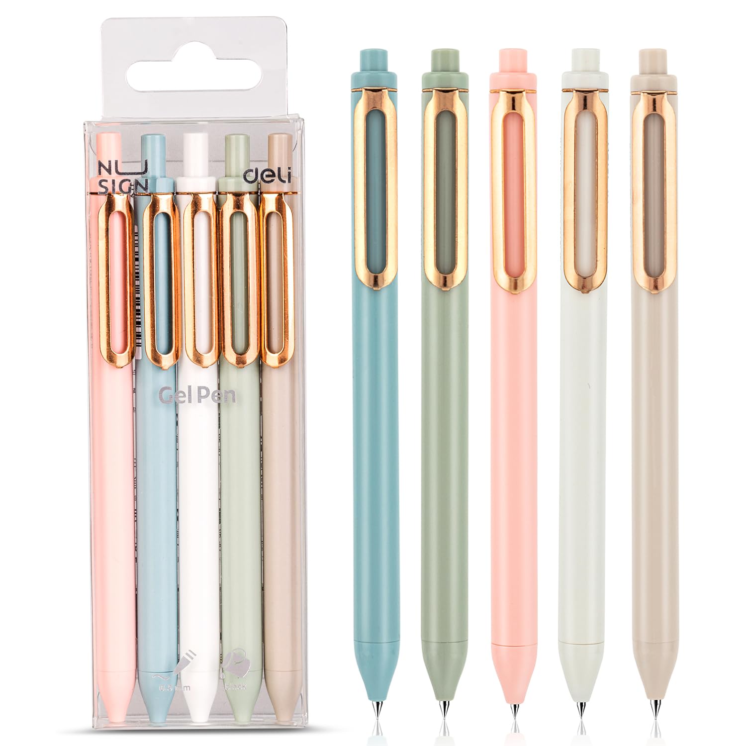 NUSIGN Gel Pens, 5 Pcs 0.5mm Black Ink Fine Point Smooth Writing, High-End Series for Journaling Note Taking, Cute Office Supplies Gifts for Women Men — image 1