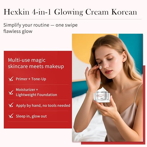 HEXKIN FACE MOISTURIZER CREAM – LIGHTWEIGHT HYDRATING KOREAN GLASS SKIN CARE FOR SOFT, RADIANT SKIN | DAILY GLYCERIN FACIAL CREAM FOR DRY & SENSITIVE SKIN | 1.41 OZ