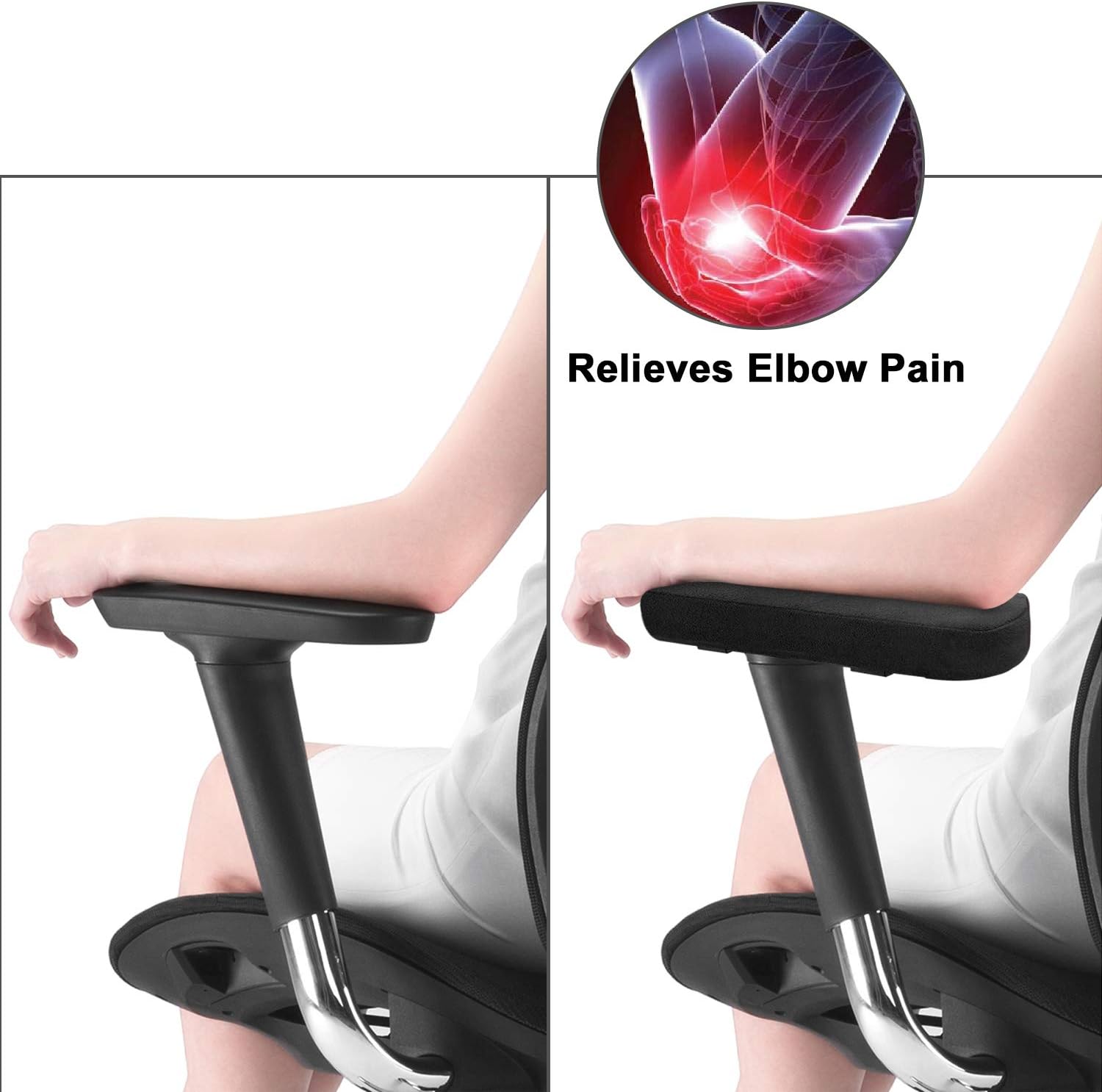 MOSISO Chair Armrest Pads (2 Pack), Memory Foam Home/Office Chair Arm Cover Comfy Computer Gaming Chair Cushion Removable Washable Elbow Support Forearm Pressure Relief, Black : Office Products