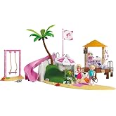 Playmobil | Barbie x Barbie Beach Caf&eacute; | Beach Caf&eacute; with Swing, Slide &amp; Animals | for Creative Role Play | Imaginative Playset for Children Aged 4+ | 72121