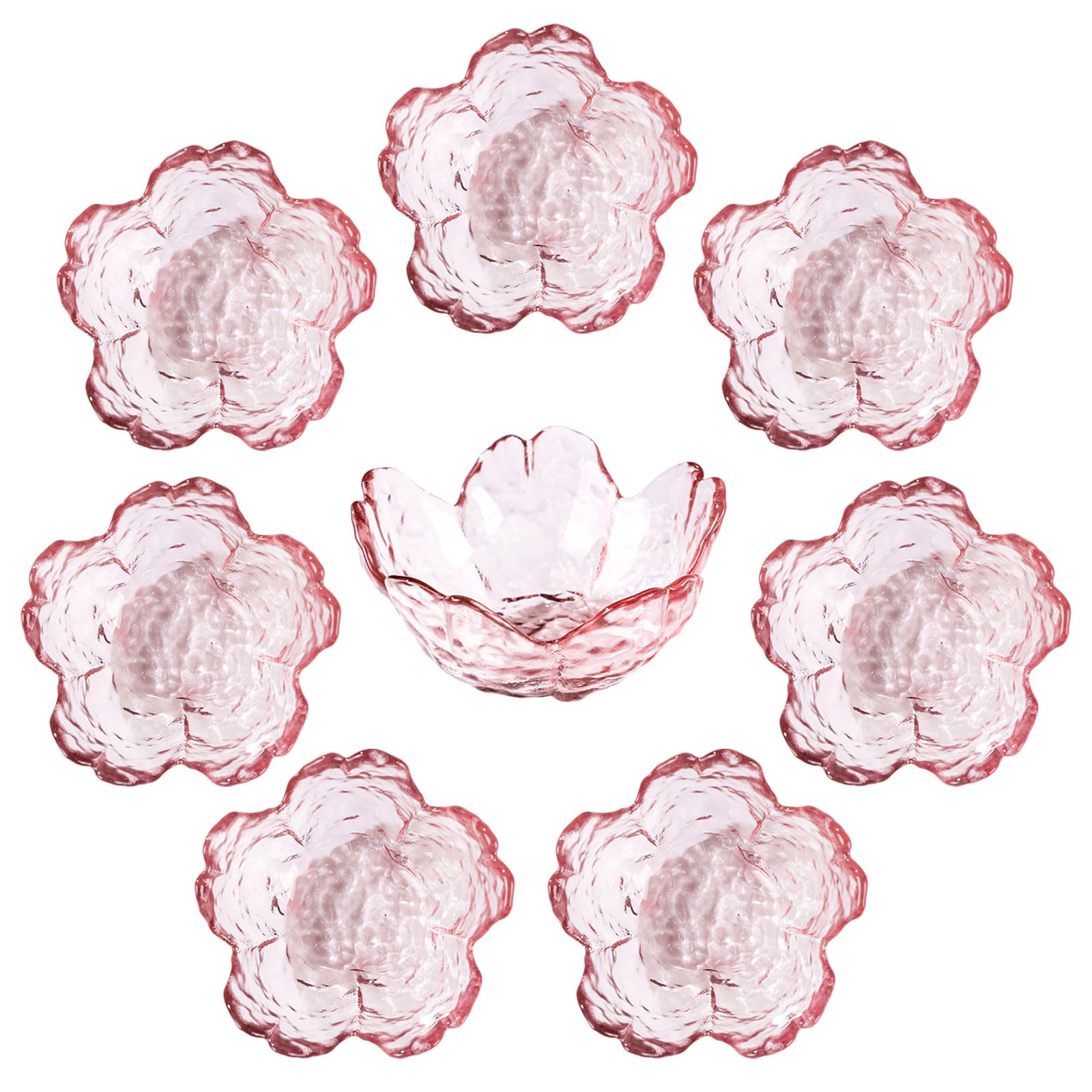Photo 1 of WHJY 8 pack Cute Sauce Dishes Glass Dish Set for Soy Sauce Snacks Tea Bag Mini Glass Bowls Clear Pink Cherry Blossom Soy Sauce Dishes