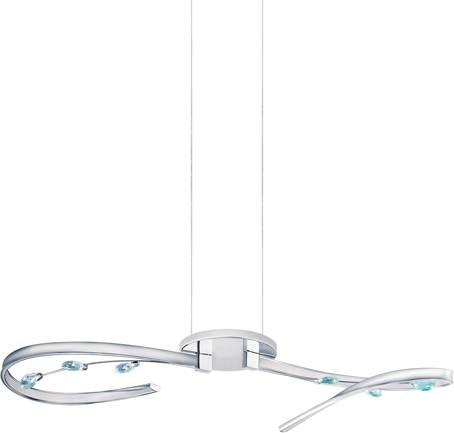 EGLO Vallemare 1 LED Pendant Light 2 Bulbs Classic Hanging Lamp Made of Metal in Chrome, Plastic in White, Crystal