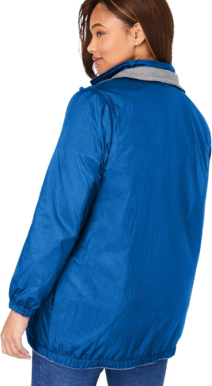 Woman Within Womens Plus Size Fleece Nylon Reversible Rain Jacket