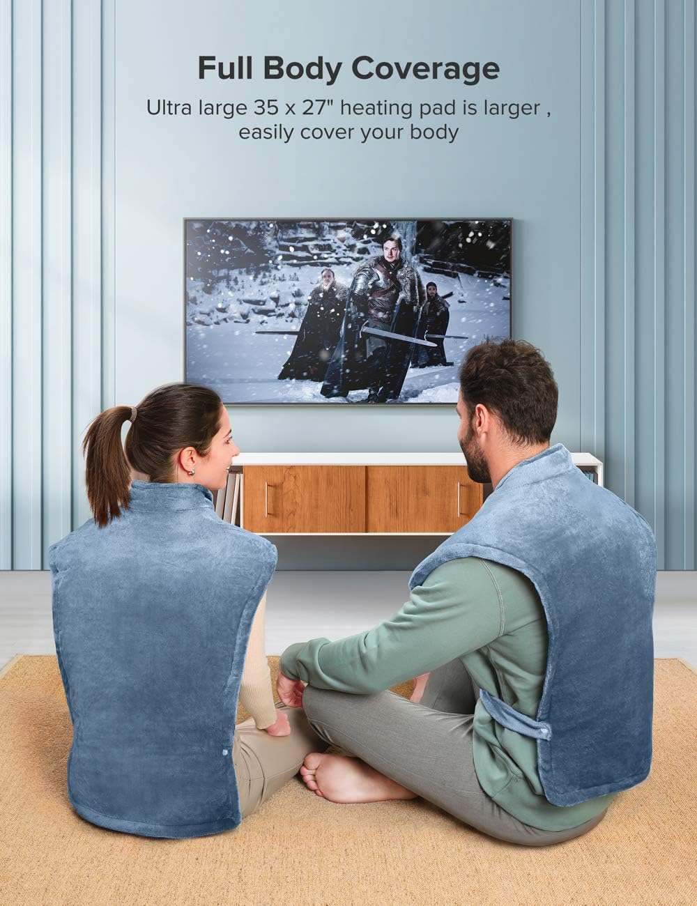 Sable Heating Pad for Neck and Shoulders, 27"x35" Extra Large Full Back Heating Pad for Back Pain and Cramps, 6 Heat Settings for Sport Soreness Relief, 2 Hour Auto Shut-Off, Blue: Health & Personal Care