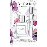 Clean Beauty Perfume Duo, Full & Travel Size, Fresh Laundry Warm Cotton Scent, Strawberry Fields Juicy Berry Notes, Layering, Giftable Fragrance Set