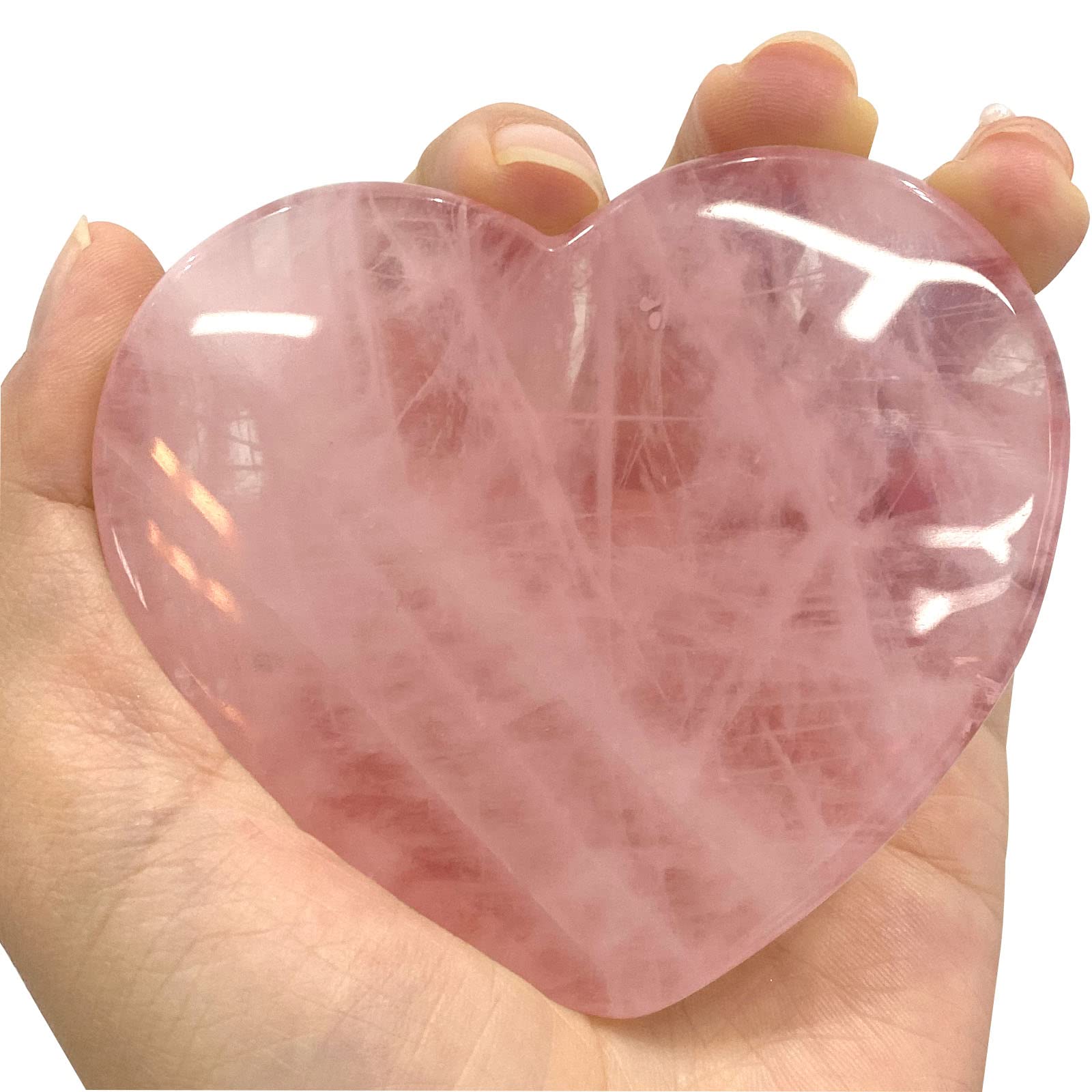 ideayard Rose Quartz Heart Stone 73-75mm Big Pink Healing Crystal Natural Gemstone Reiki Chakra Stress Relief Therapy and Home Decoration