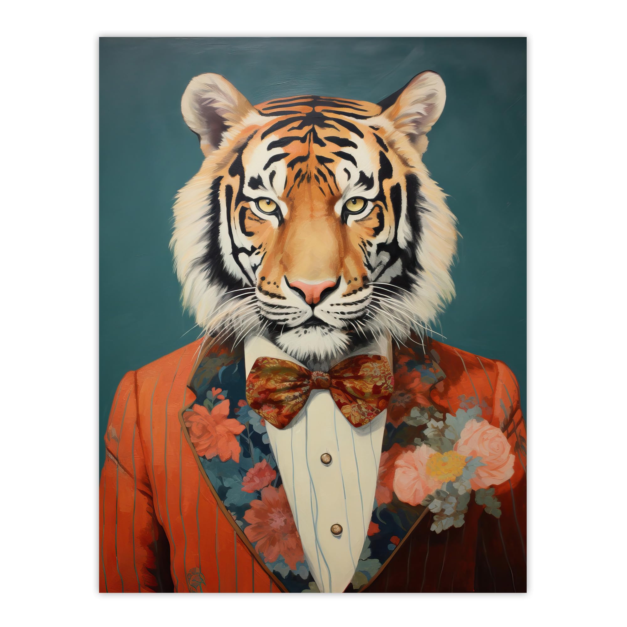 Wee Blue Coo Tiger in a Tuxedo Fun Animal Portrait Extra Large XL Wall Art Poster Print