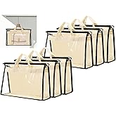 Yihurlm Dust Bags for Handbags,6 Pack Clear Handbag Storage Organizer,Purse Storage Bag with Zipper and Handle,Handbag Dust Bags for Closet Hanging Storage (6pcs L)