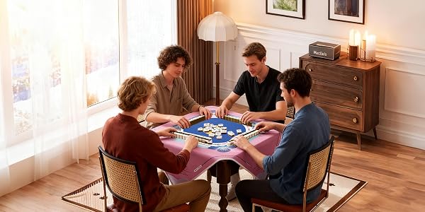 MAHJONG MAT, 39 X 39 IN LARGE MAHJONG GAMING SURFACE, NON-SLIP NOISE REDUCTION GAMING TABLE PAD, SUITABLE FOR MAHJONG, POKER, BOARD GAMES, TILE GAMES, AND DOMINOES