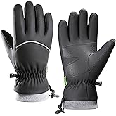 Bakovity Winter Gloves Warm Thermal Gloves for Cold Weather, Waterproof Windproof Gloves Black Touchscreen Men and Women for Skiing, Running, Cycling,Hiking