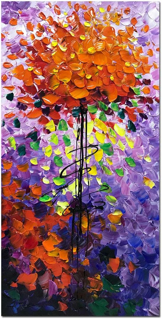 Paintings - Yotree Paintings, 24x48 Inch Paintings Brilliant flowers Oil Hand Painting 3D Hand-Painted On Canvas Abstract Artwork Art Wood Inside Framed Hanging Wall Decoration Abstract Painting