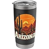 Retro Arizona Home State AZ Desert Sunset Vintage Stainless Steel Insulated Tumbler