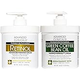 Advanced Clinicals Retinol Body Cream + Green Coffee Bean Oil Thermo - Firming Body Lotion 2pc Skincare Set For Women & Men | Body & Face Moisturizer Set Helps Improves Appearance Of Crepey Skin, 2PC